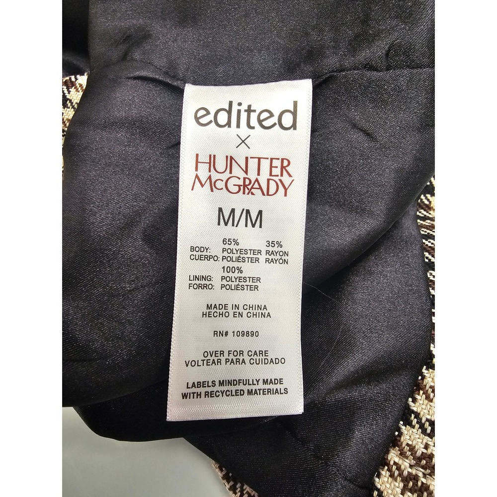 Hunter McGrady Womens Check Blazer Brown Rayon Blend Casual Size Medium - Picture 5 of 7